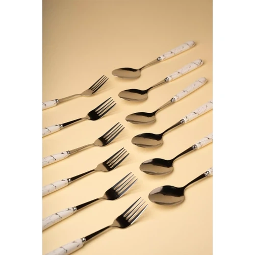 ست قاشق و چنگال 12پارچه ماربل دسته سرامیک