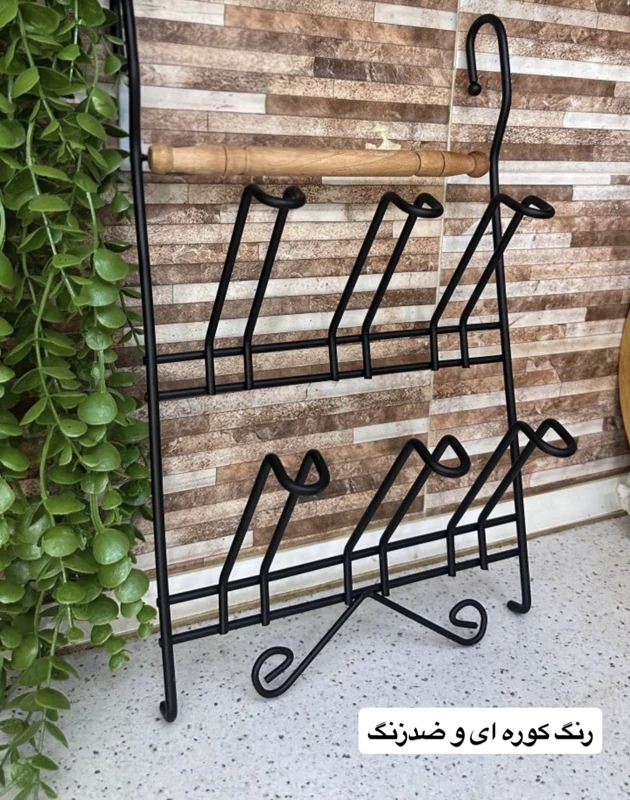 جا لیوانی آویز مشکی چوب