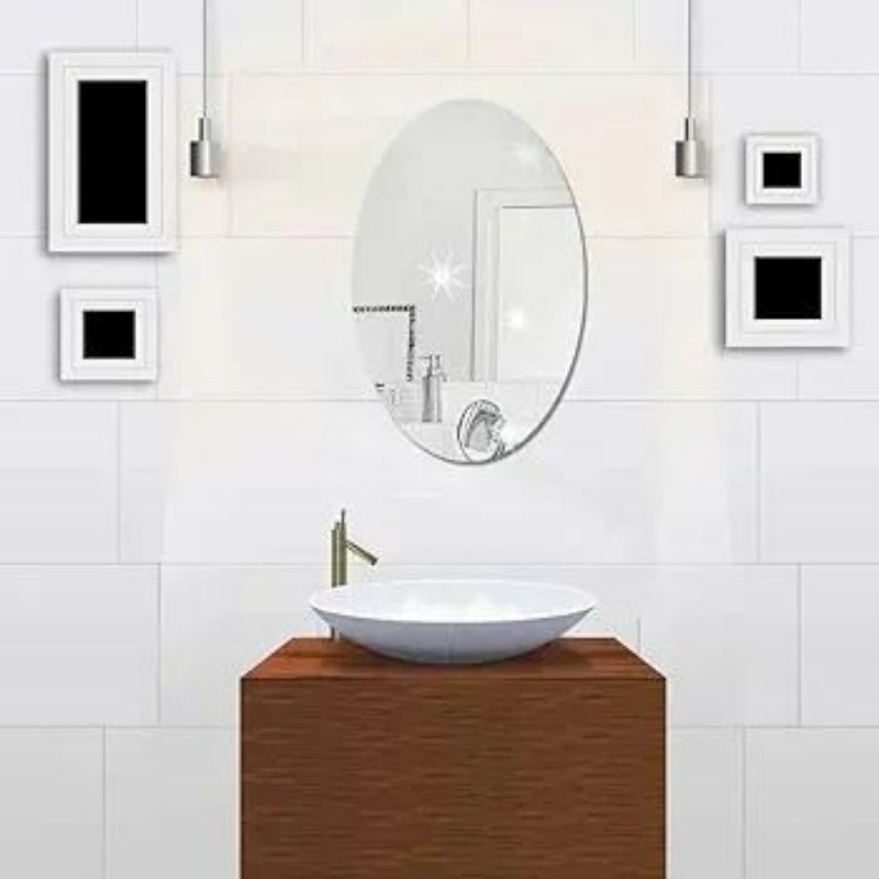 آینه نشکن بیضی چسبی glass