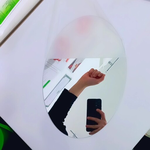 آینه نشکن بیضی چسبی glass