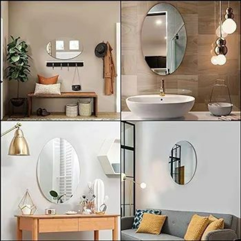 آینه نشکن بیضی چسبی glass