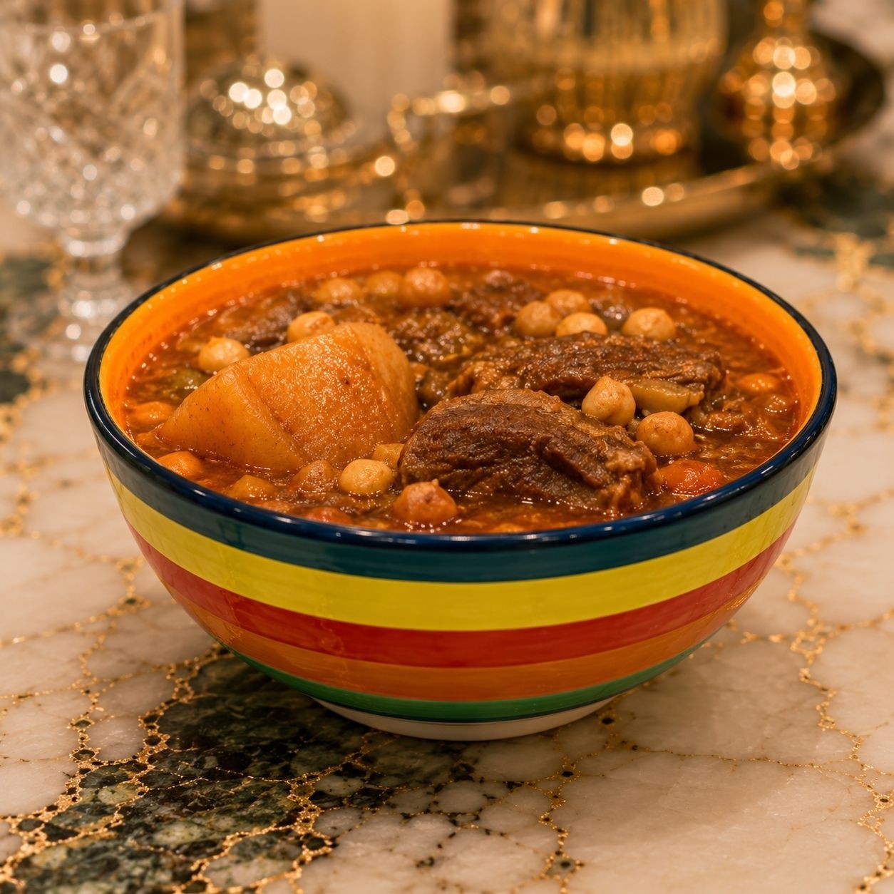 کاسه آبگوشت خوری سایز 16 طرح رنگین کمانی