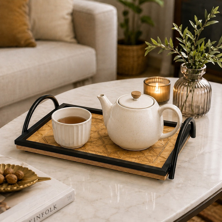 سینی چوبی پایه فلزی سایز بزرگ