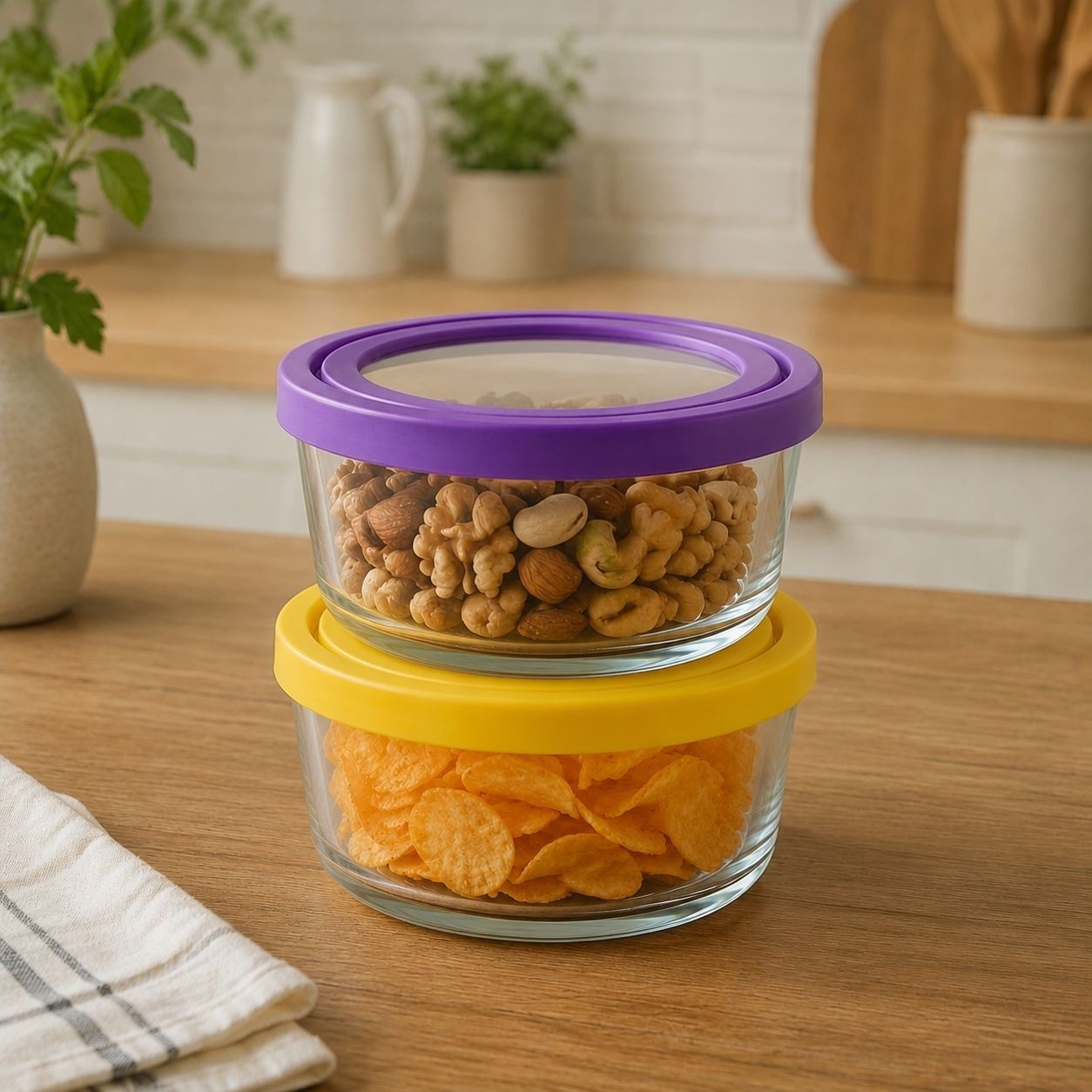 ظرف شیشه ای یخچالی کاسه شیشه ای درب دار درب سیلیکونی بسته 6عددی با ارسال رایگان ویژه کمپین