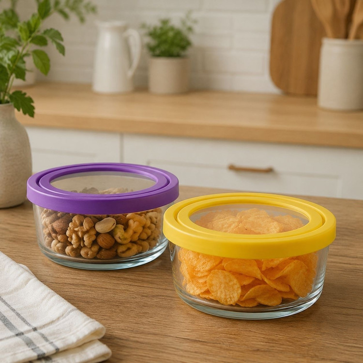 ظرف شیشه ای یخچالی کاسه شیشه ای درب دار درب سیلیکونی بسته 6عددی با ارسال رایگان ویژه کمپین
