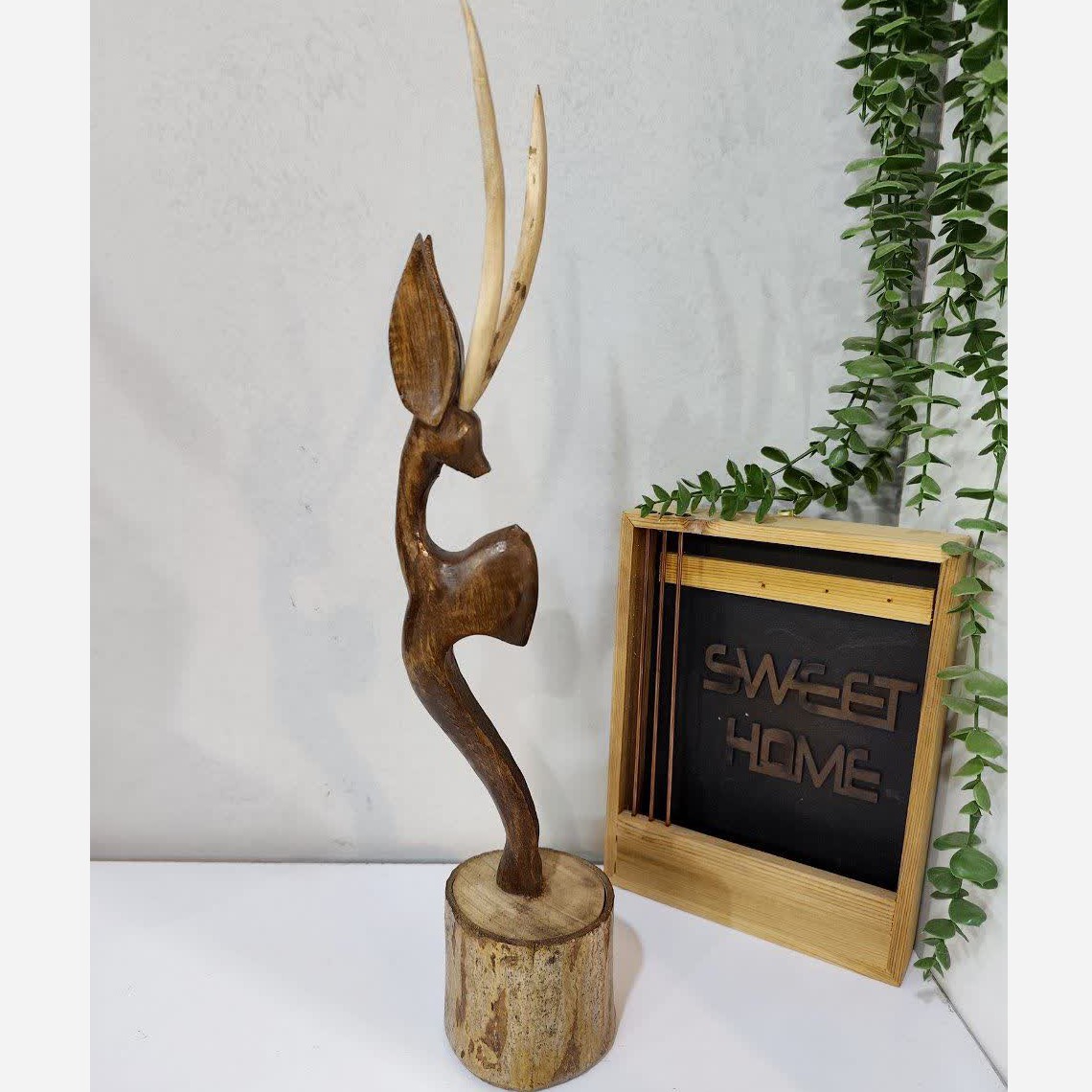 تندیس چوبی غزال 48سانتی