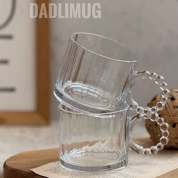 ماگ شیشه ای دسته مرواریدی بسته 2عددی