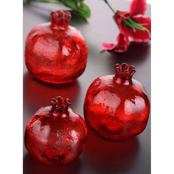 انار شیشه ای تزئینی 3سایز