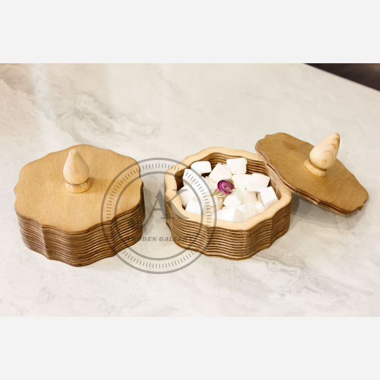 قندان چوبی طرح گل دسته خراطی