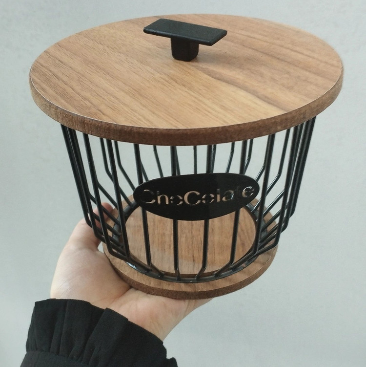 شکلات خوری مشکی فلزی طرح بلوط شکلات خوری فلزی