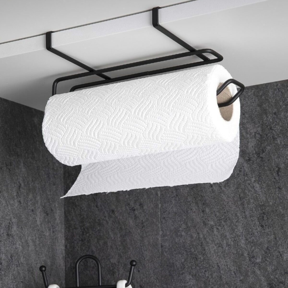 اویز دستمال کابینتی اویز کابینت دستمال رول جنس فلزی با رنگ مشکی