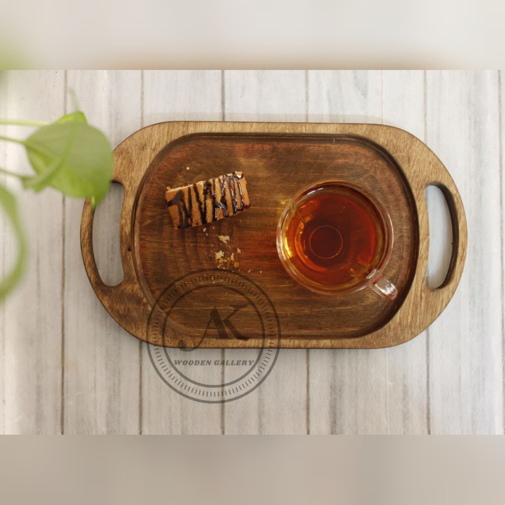 سینی چوبی  دسته دار بیضی سایز23×39