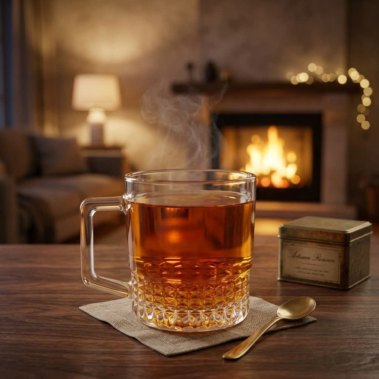 نیم لیوان شیشه ای دسته دار طرح بتا بسته 6عددی