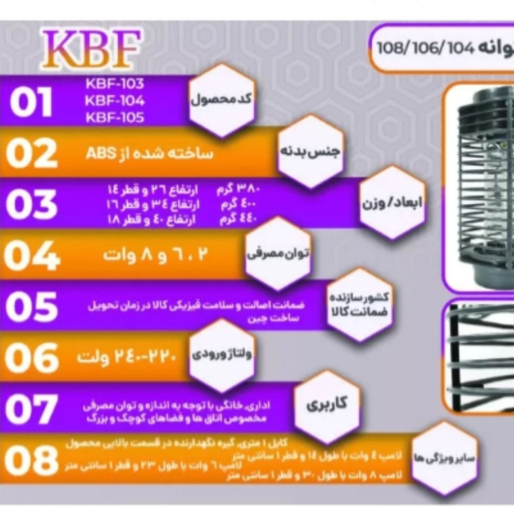 حشره کش برقی پشه و مگس با نور فرابنفش بدون بو کیفیت عالی کد1