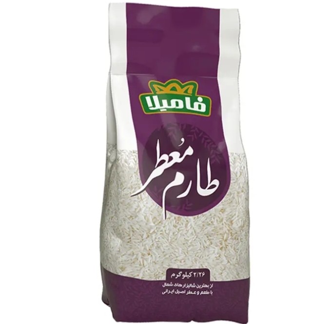 برنج طارم معطر خالص فامیلا وزن 2260 گرم عطر عالی پلاستیک قرمز