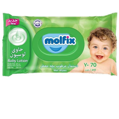 دستمال مرطوب کودک مولفیکس نرم کننده بسته 70 عددی