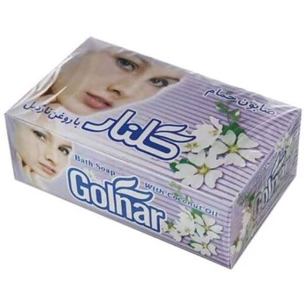 صابون گلنار با گلهای سفید با روغن نارگیل بسته 6عددی خوشبو و تمیزکنندگی عالی