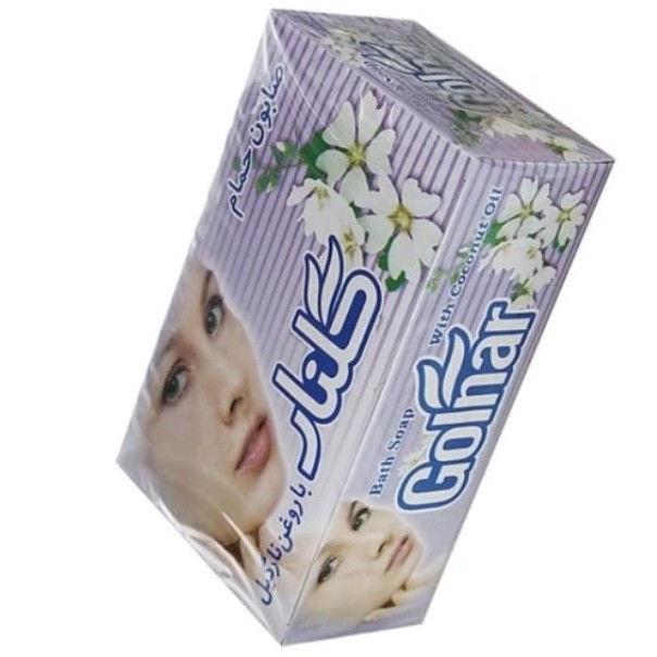 صابون گلنار با گلهای سفید با روغن نارگیل بسته 6عددی خوشبو و تمیزکنندگی عالی