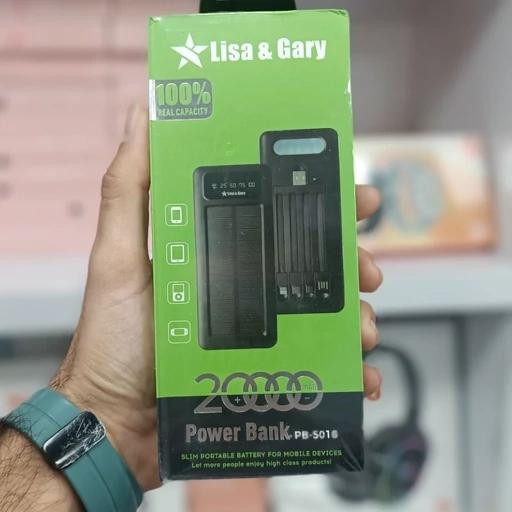 پاوربانک 20 هزار خورشیدی LISA-GARY اورجینال PB-5018 دارای چراغ قوه