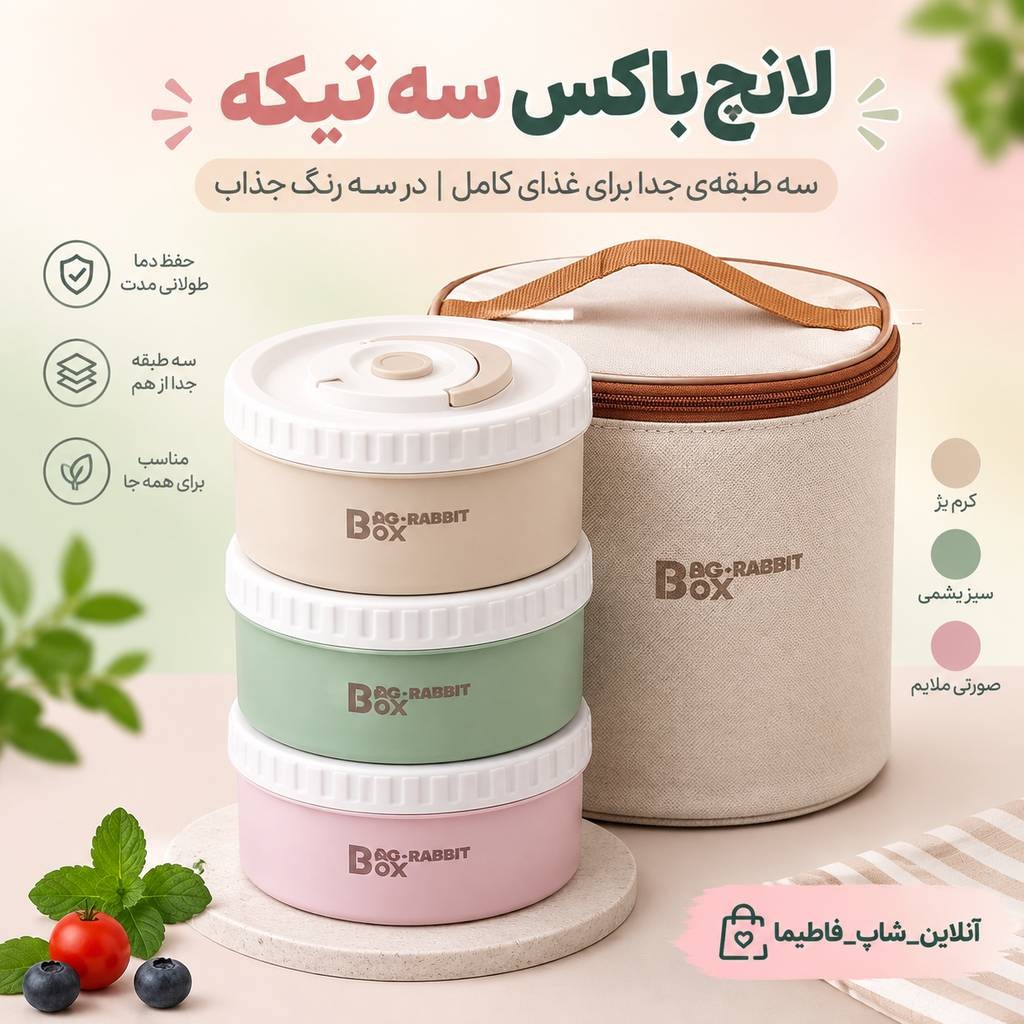 لانچ باکس 3 تایی استوانه