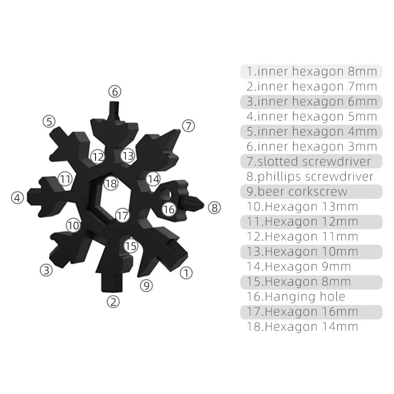 آچار هارمن مدل 18 کاره خورشیدی طرح SNOW FLAKE BLACK
