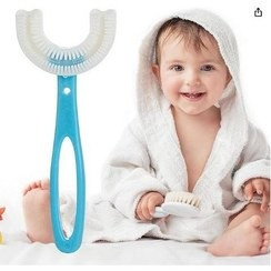 مسواک کودک مدل سیلیکونی چرخشی طرح U با برس نرم