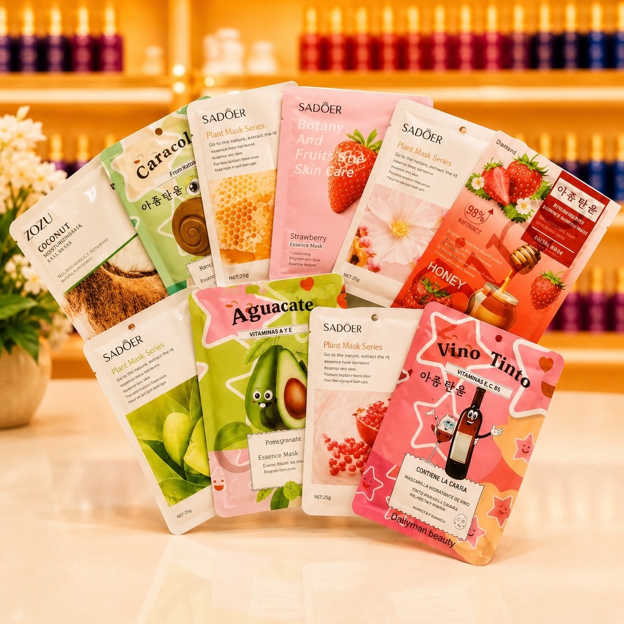 ماسک ورقه ای خارجی بسته 10عددی روتین پوستی(قیمت مناسب،عرضه مستقیم)